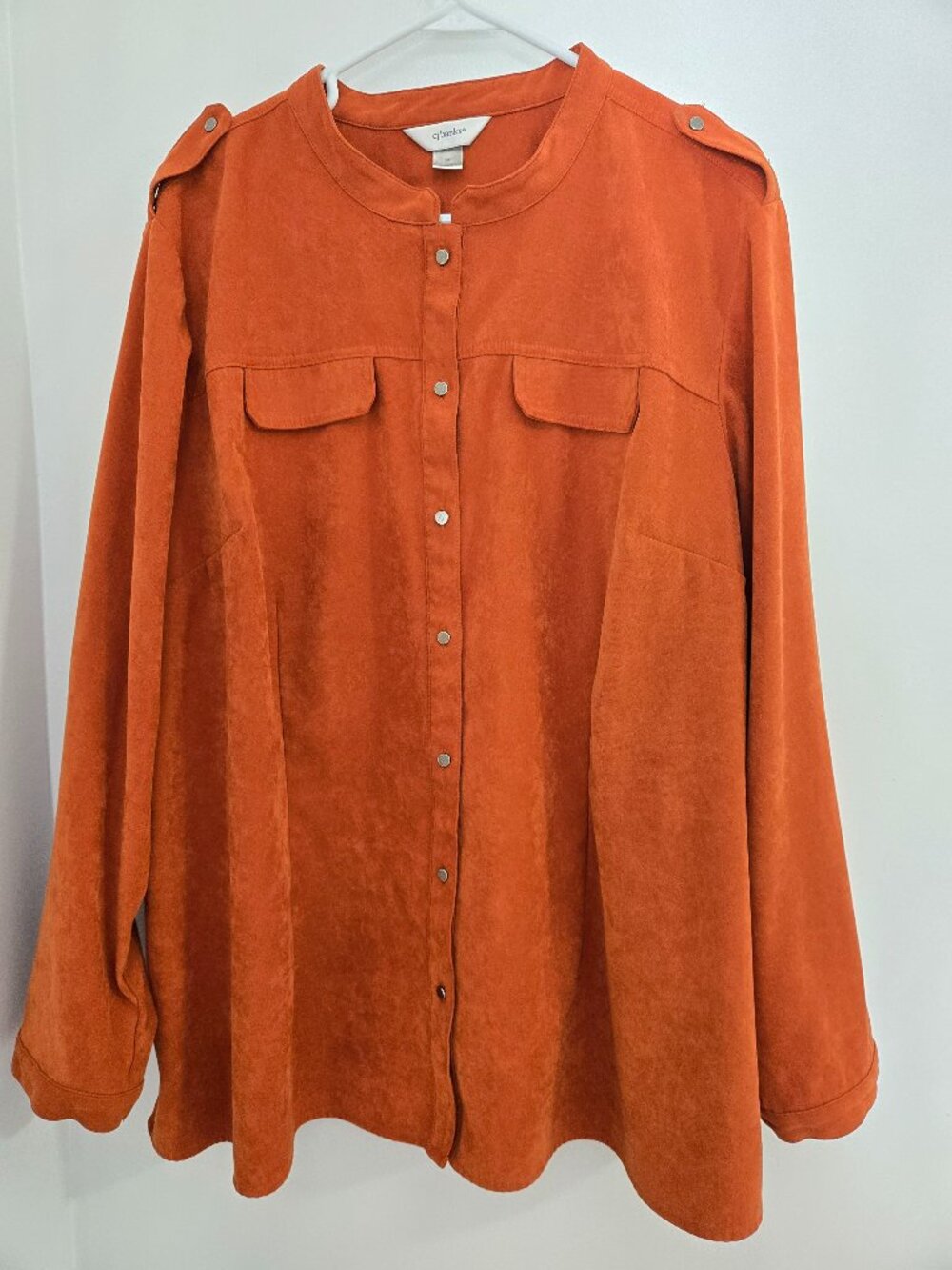 CJ Banks Women's 3X Rusty Brown Button Down Blouse